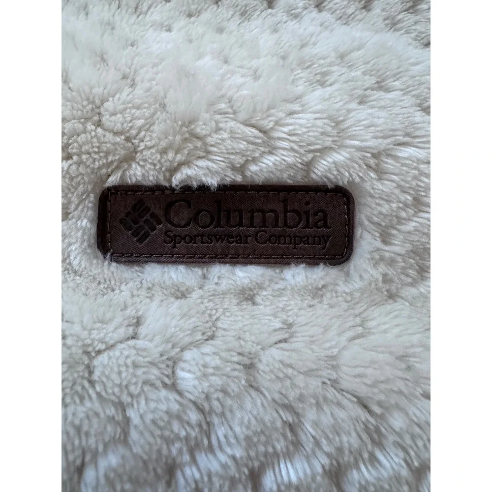 Columbia Teddy Fleece Pullover Womens L Cream Half Zip Gorpcore Sherpa Sweater